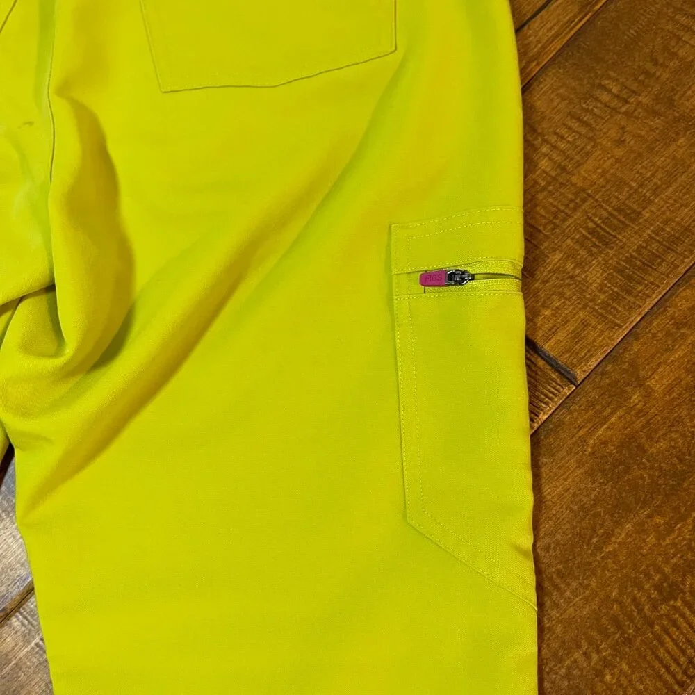 Figs High Waist Zamora Jogger Scrub Pants Nurse Doctor Limeade Yellow Size Small - Picture 9 of 10